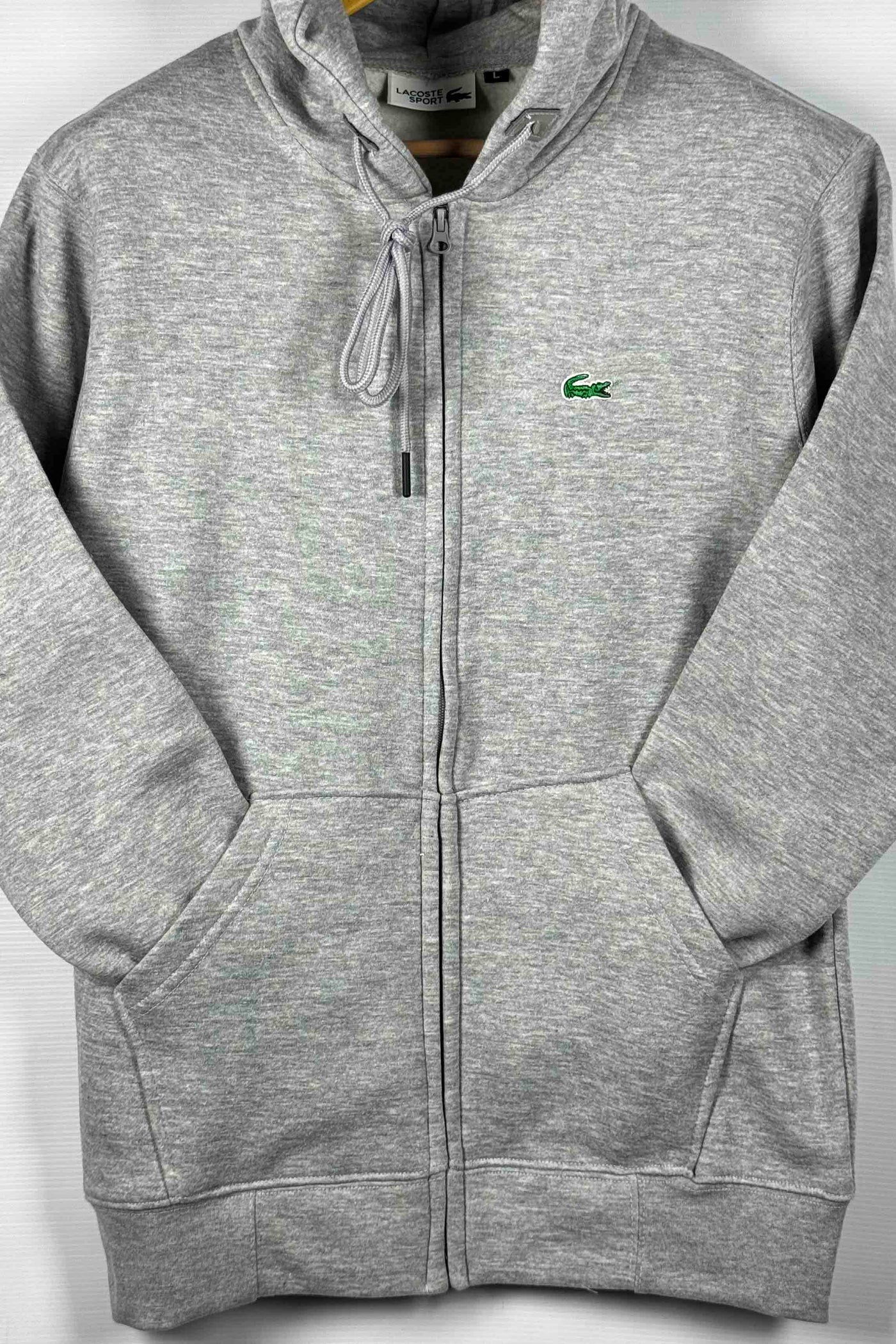 Lacoste Cotton Fleece Zipper Hoodie - Light Gray