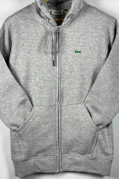 Lacoste Cotton Fleece Zipper Hoodie - Light Gray