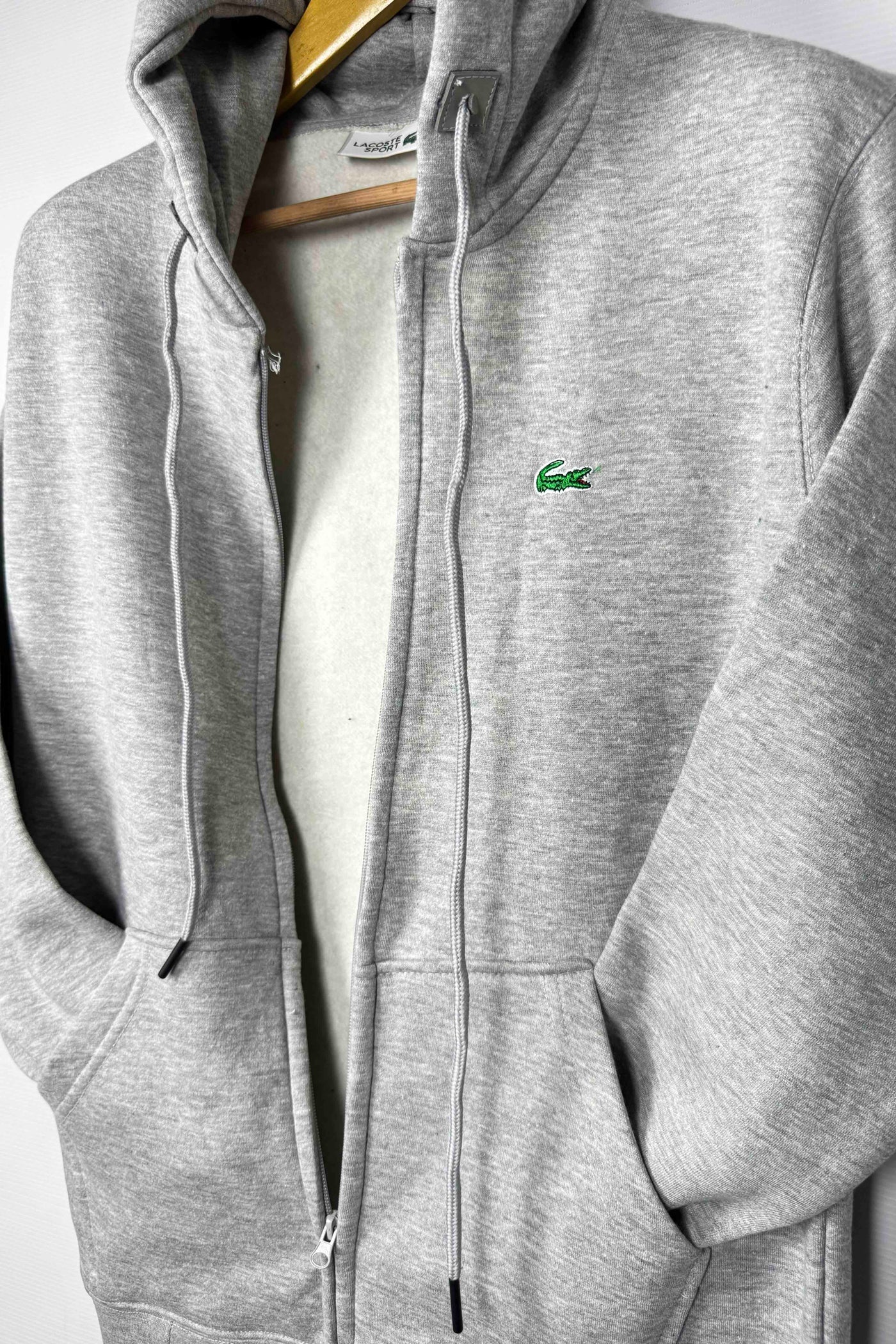 Lacoste Cotton Fleece Zipper Hoodie - Light Gray