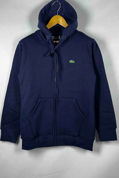 Lacoste Cotton Fleece Zipper Hoodie - Navy Blue