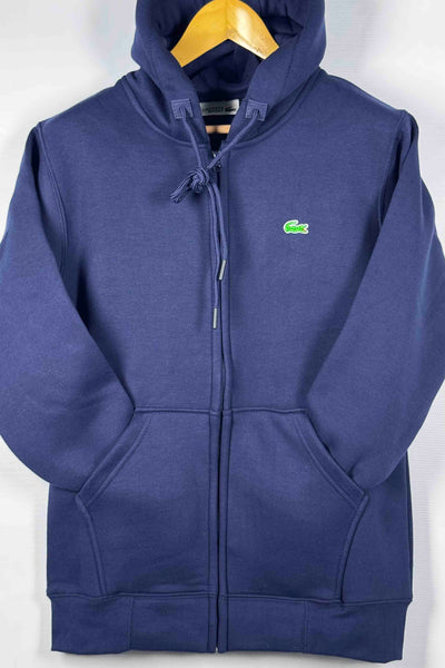 Lacoste Cotton Fleece Zipper Hoodie - Navy Blue