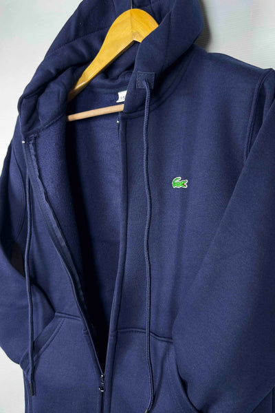 Lacoste Cotton Fleece Zipper Hoodie - Navy Blue